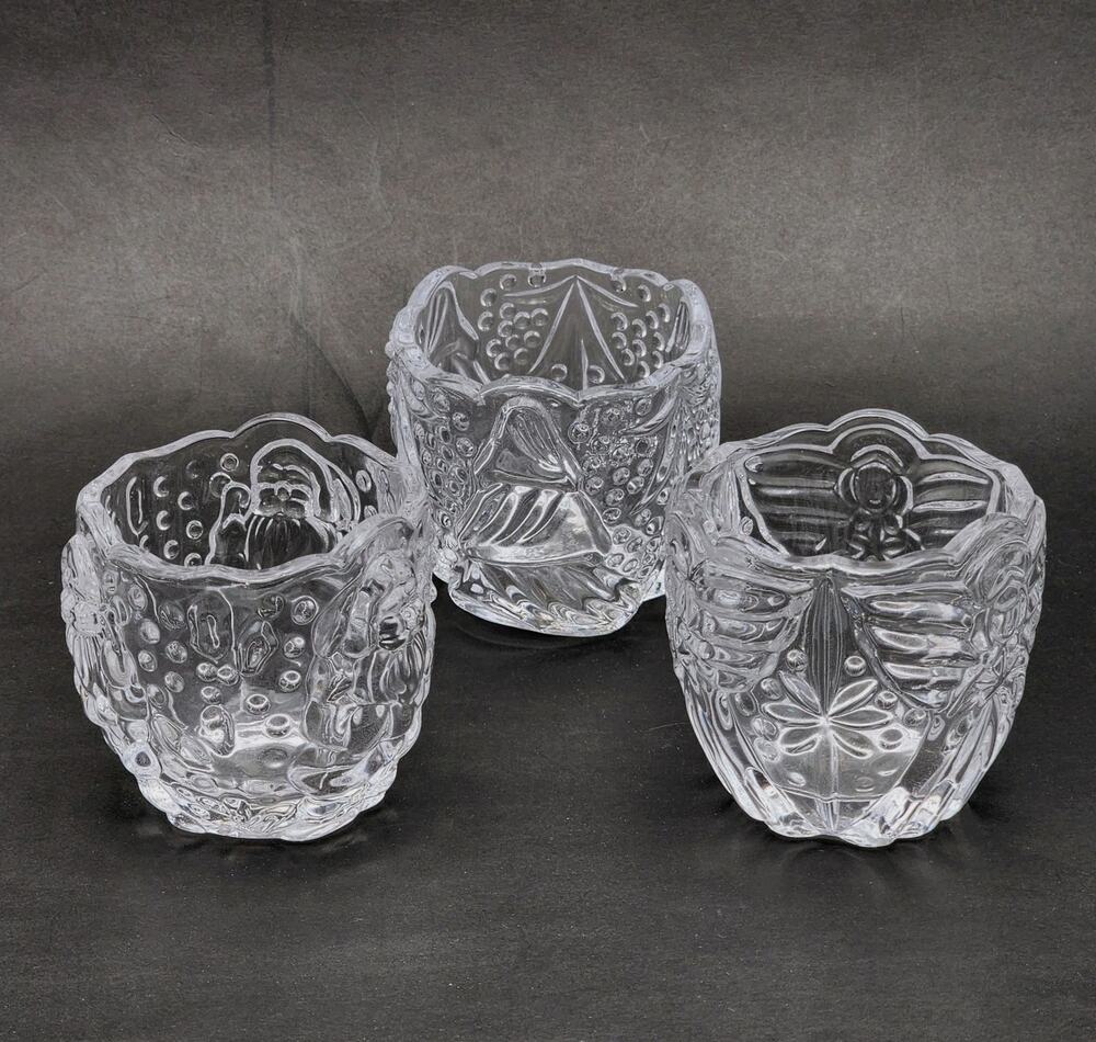 Gorham Holiday Traditions North Pole Express Set of 3 Votives Santa Tree Angel